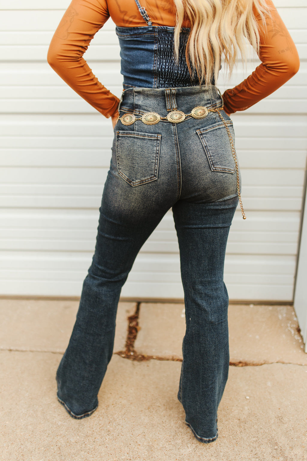 The Farrah Dark Wash High Rise Bootcut Flare Jeans