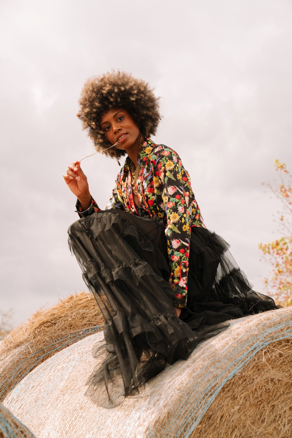 The Floral Black Button Up