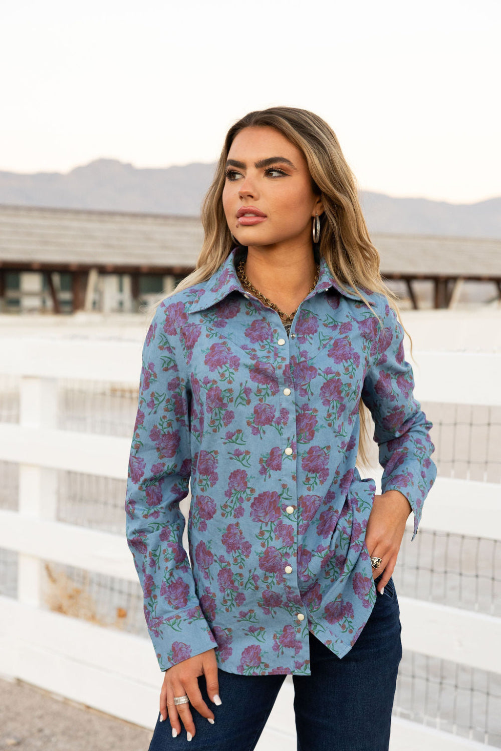 The Denim Rose Button Up