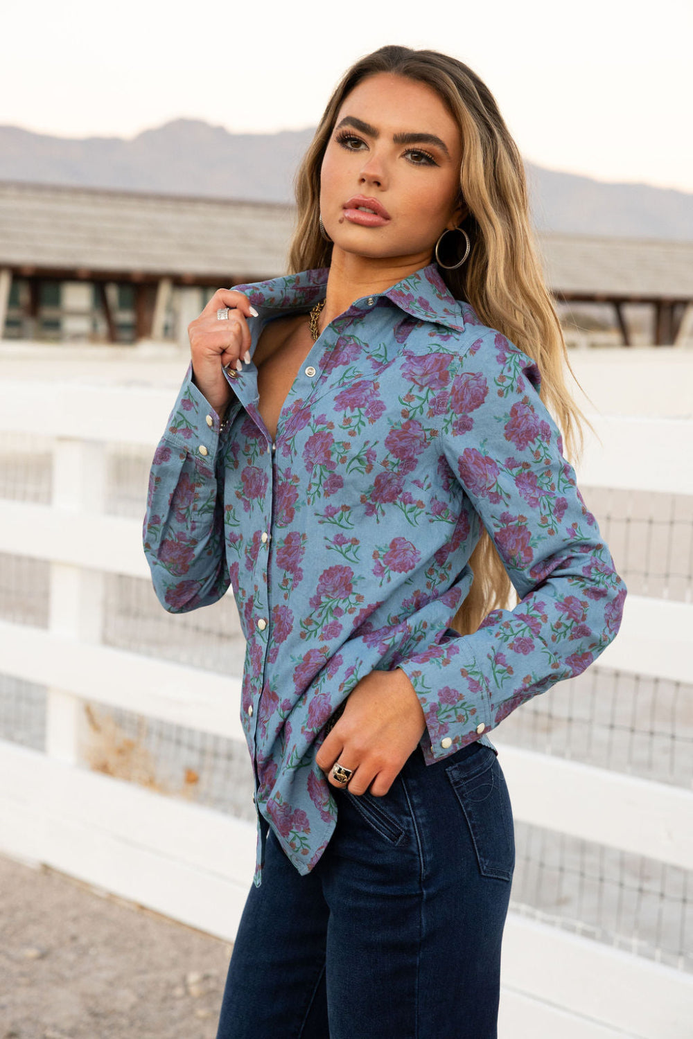 The Denim Rose Button Up