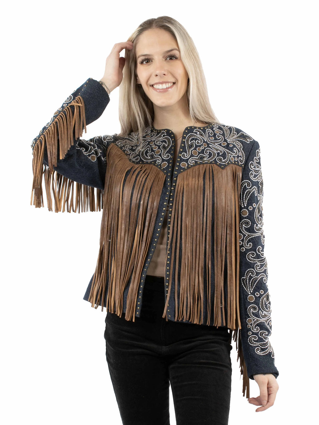 Scully | Denim Fringe - Women's Leather Jacket