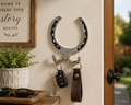 Huntley Equestrian Silver Horseshoe Wall Hook Rack-2 Hook Equestrian Home and Barn Decor