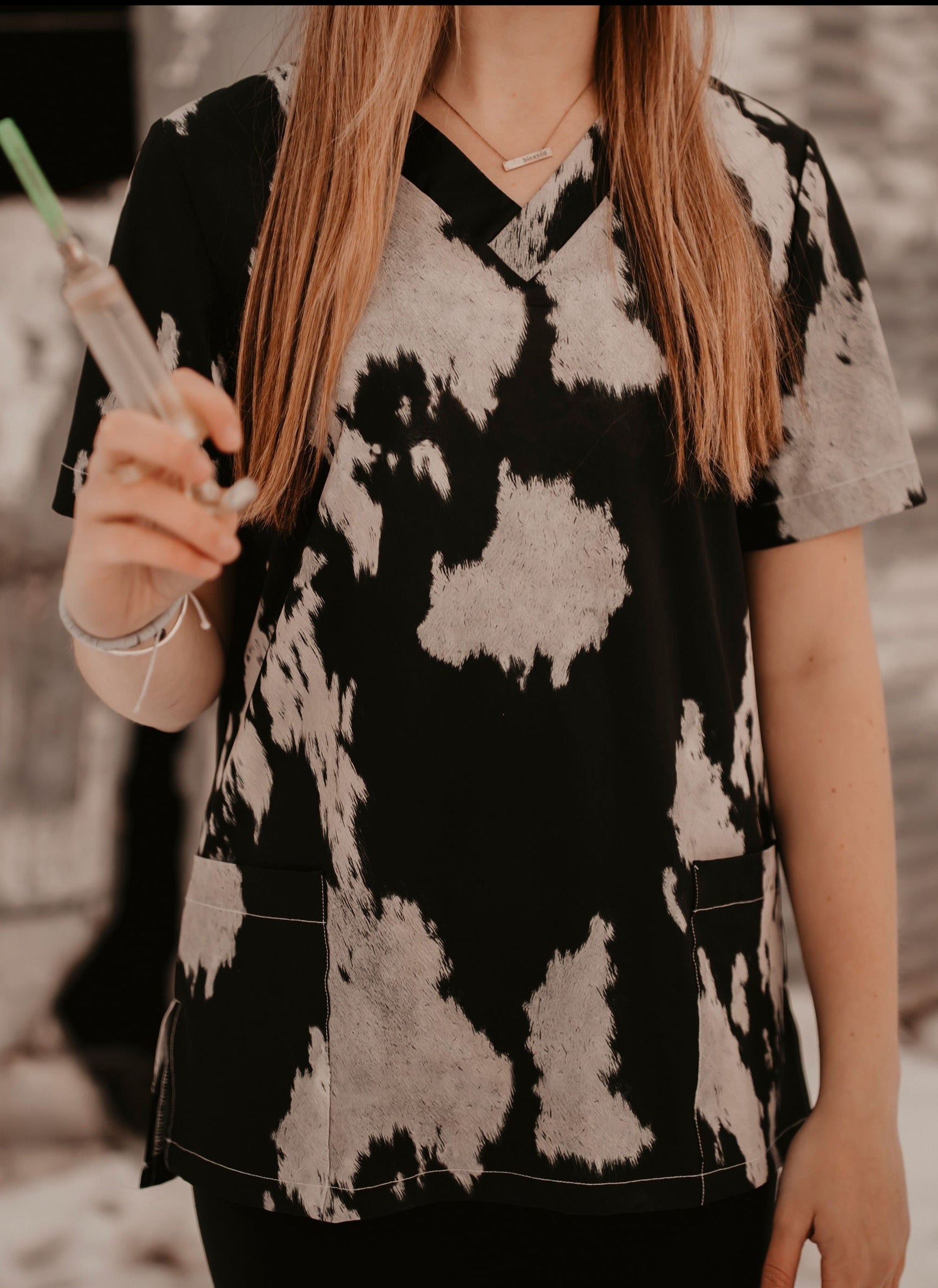 Cow Print Scrub Top | Spurrin’ Scrubs
