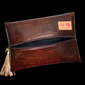 Makeup Junkie | Flat Lay Spill Resistant Bag : Choco Croc