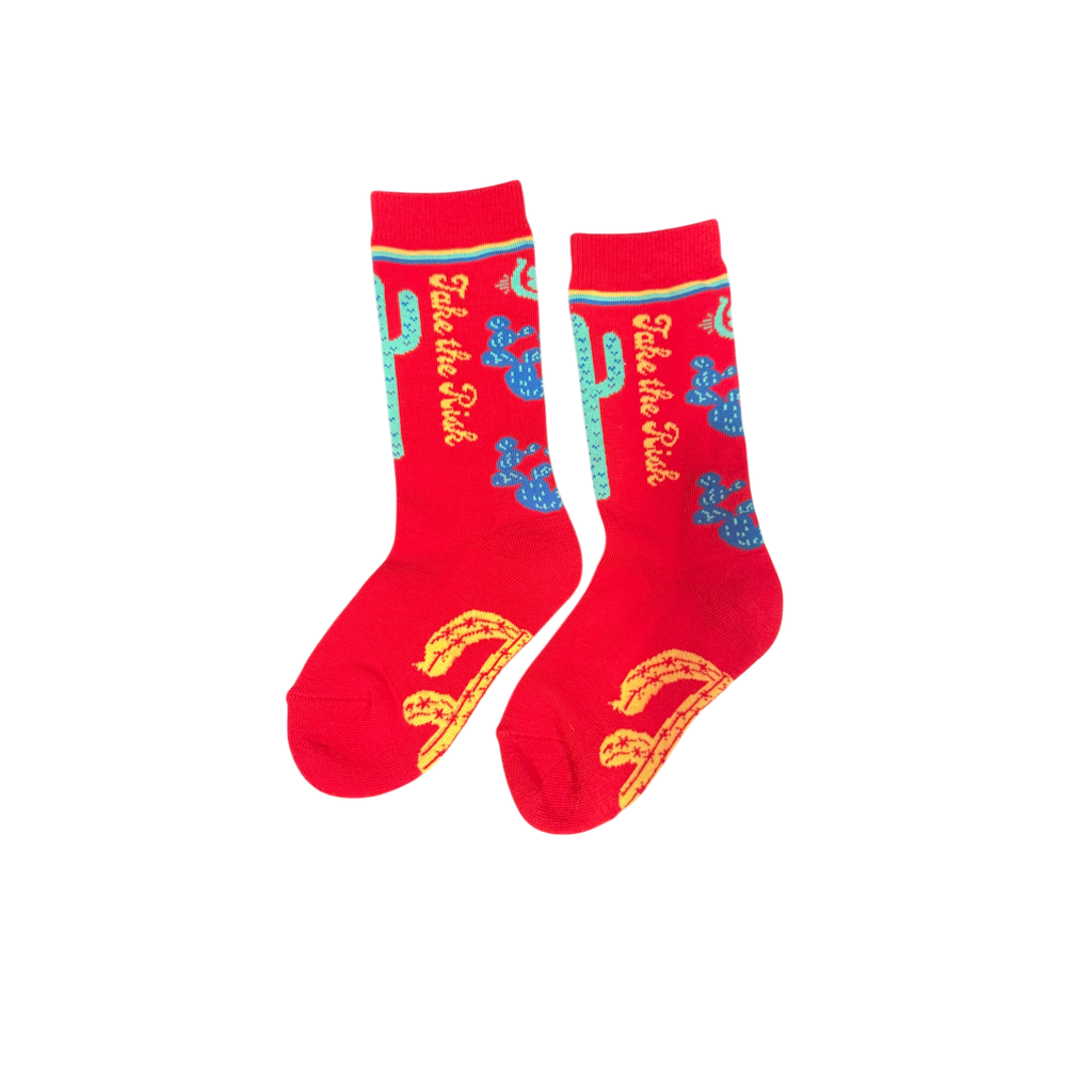 Kids Take The Risk Hot Pink Boot Socks