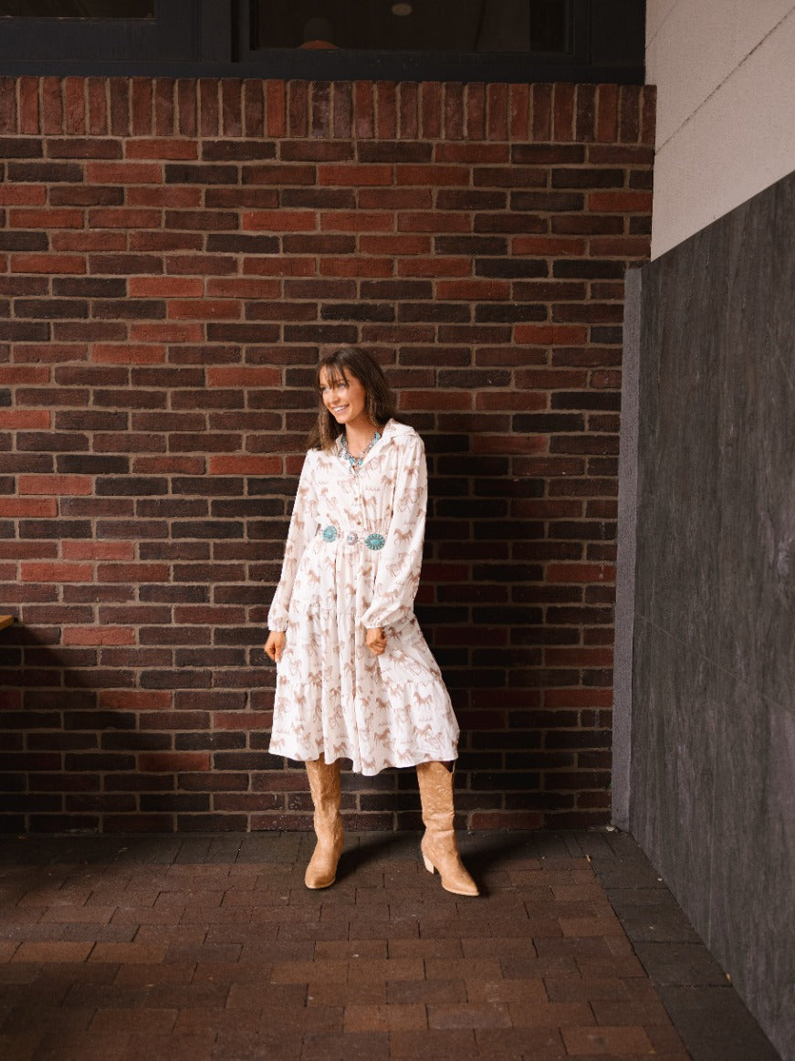 The Agnes Horse Print Shirt Dress