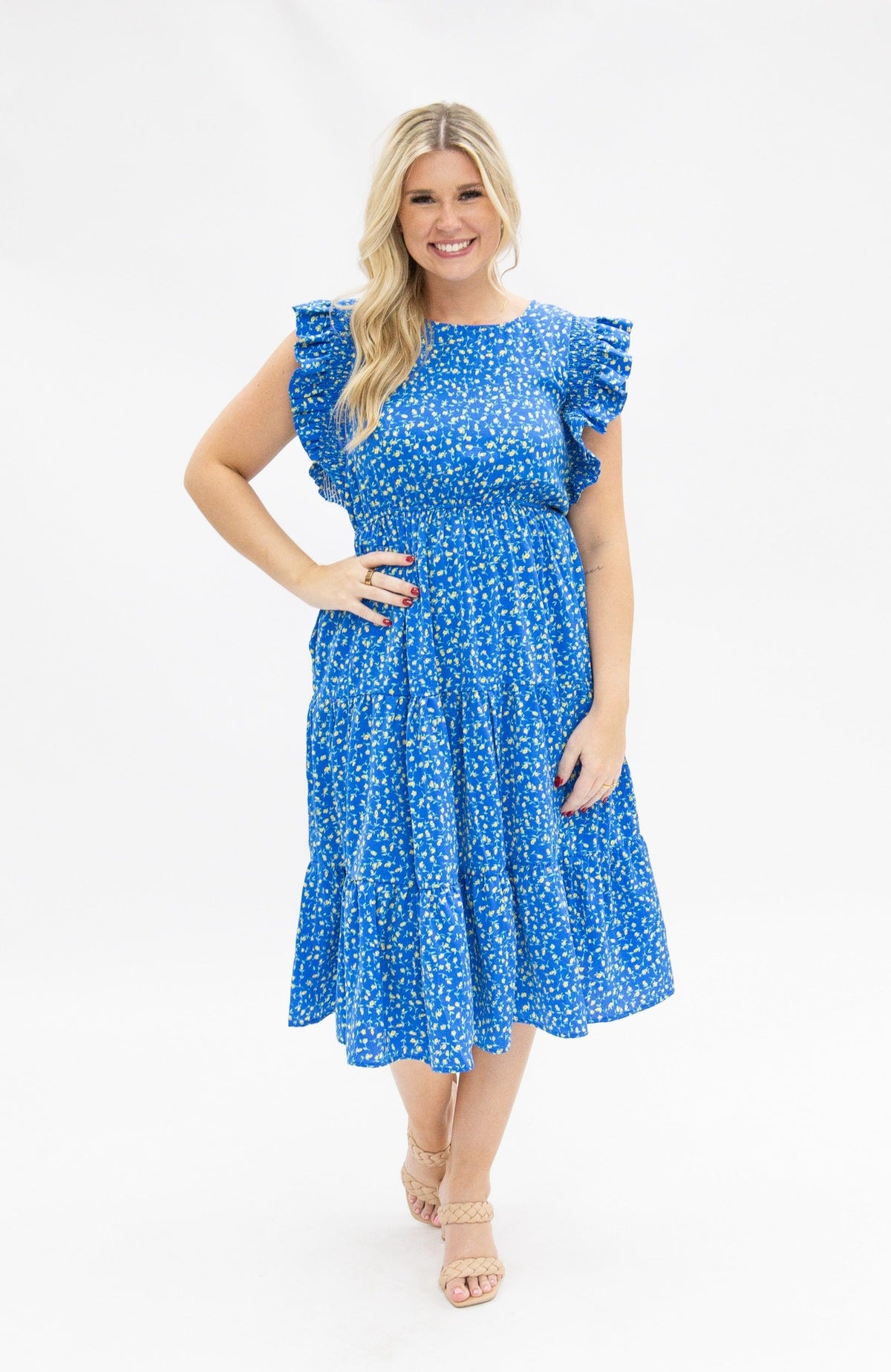 The Kate Blue Floral Tiered Dress