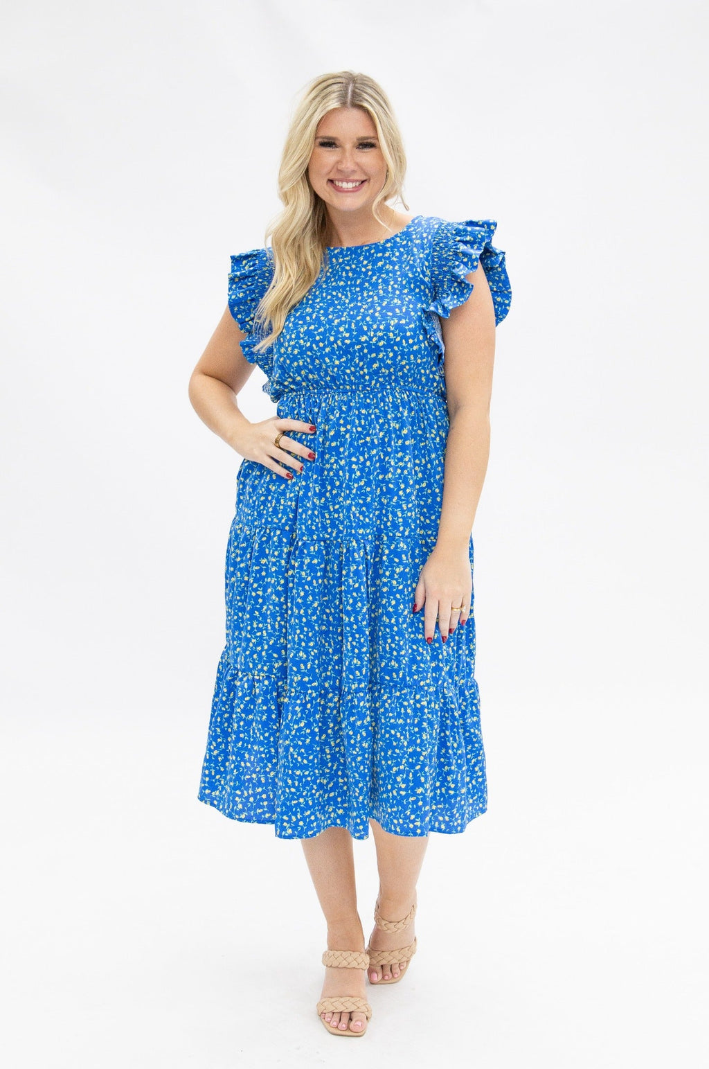 The Kate Blue Floral Tiered Dress