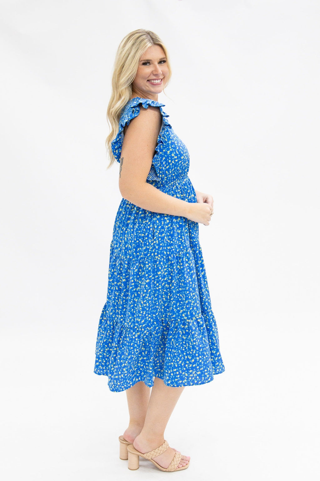 The Kate Blue Floral Tiered Dress