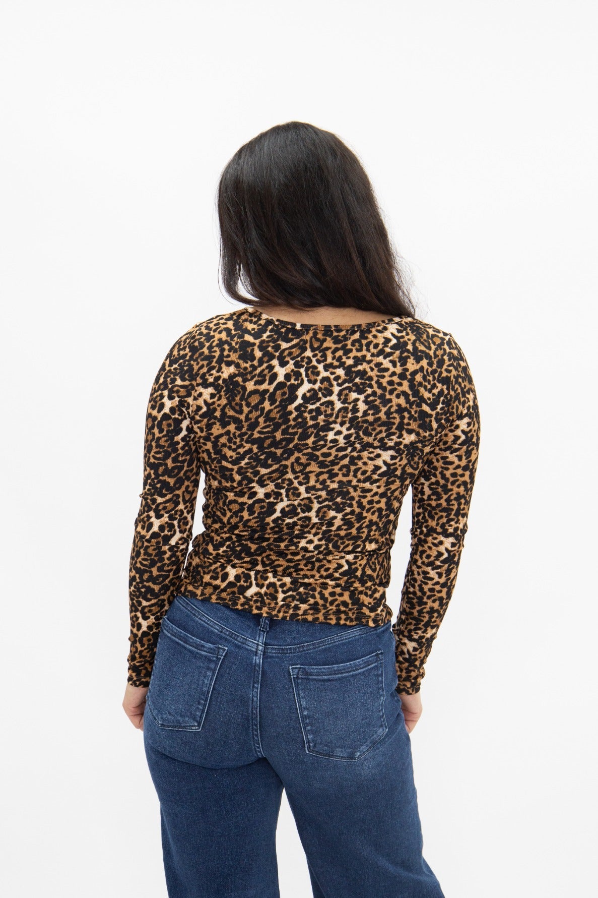 The Kennedy Square Neck Long Sleeve Top, Leopard