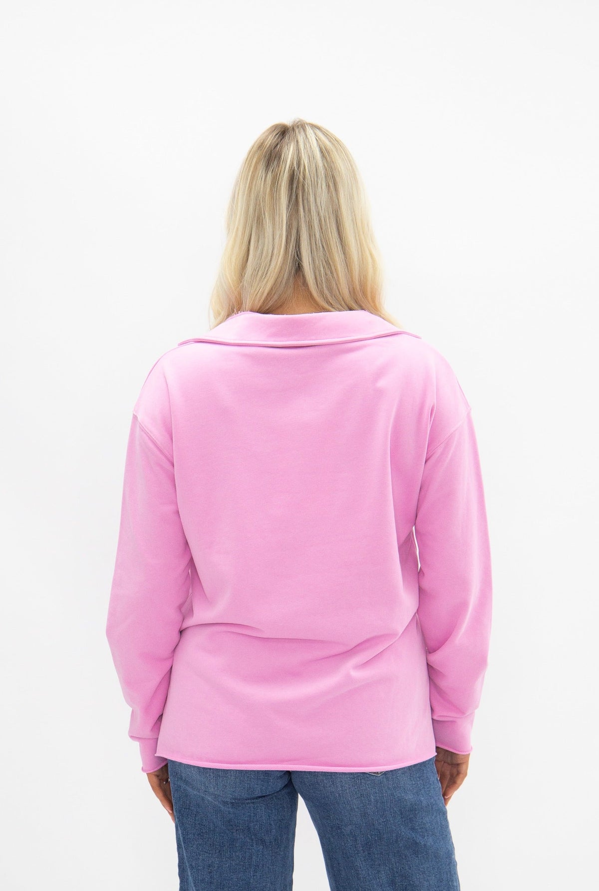 The Mallory V-Neck Collared Pullover, Pink