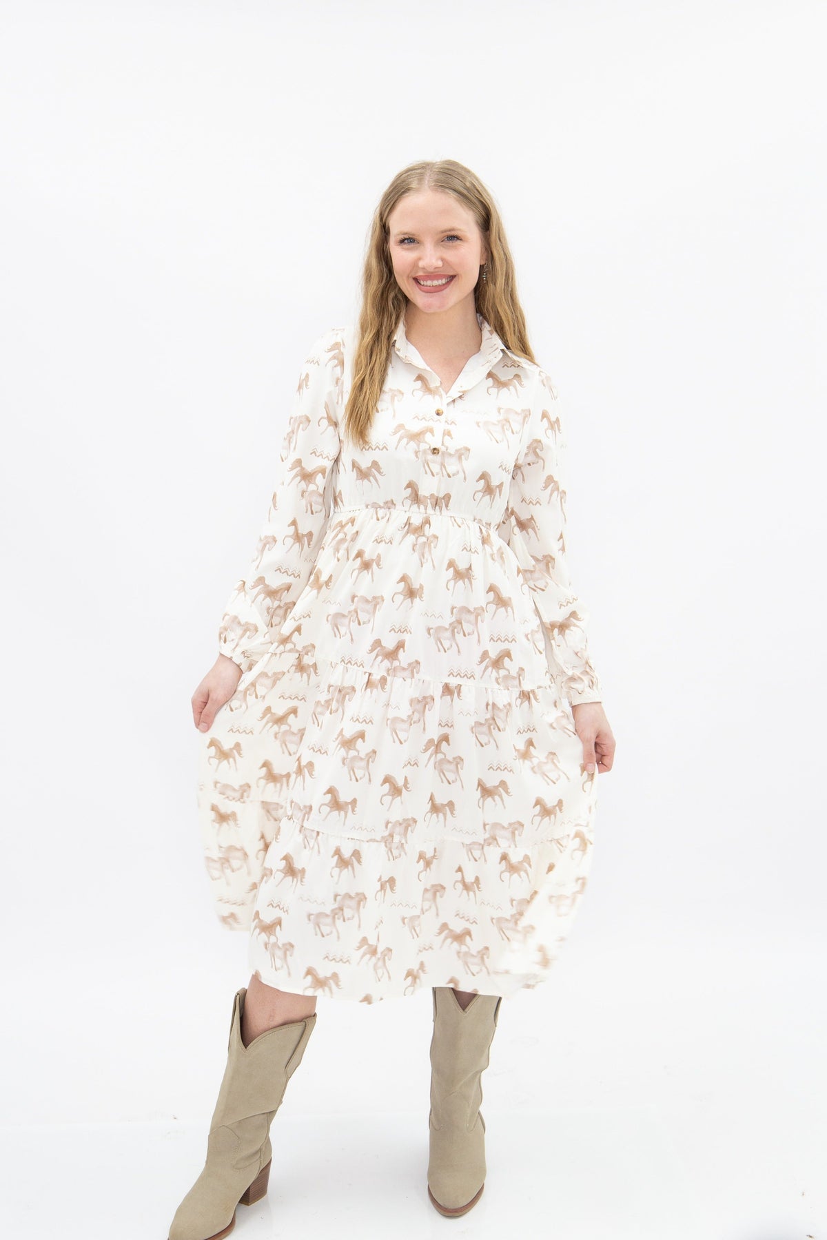 The Agnes Horse Print Shirt Dress