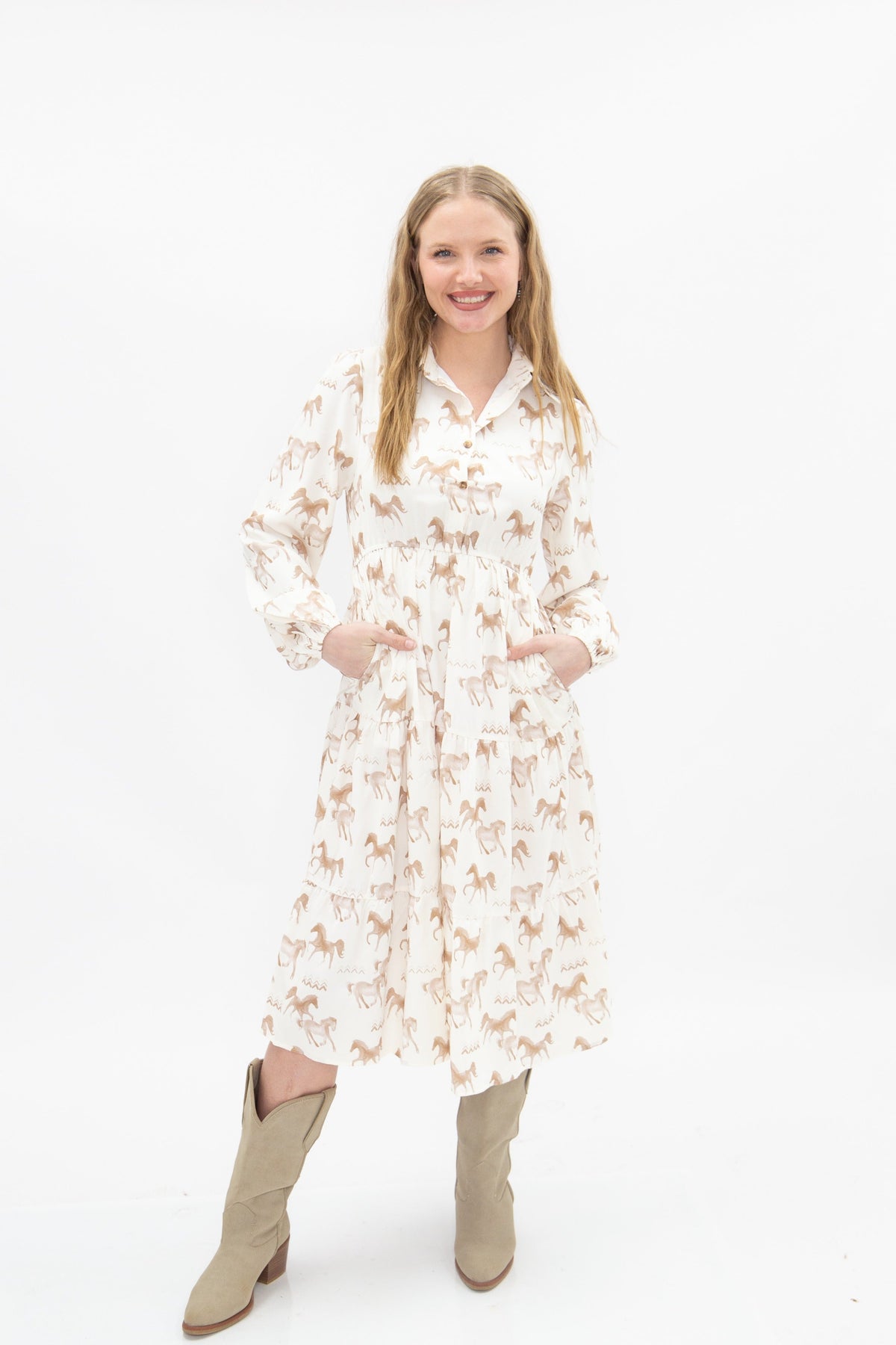 The Agnes Horse Print Shirt Dress