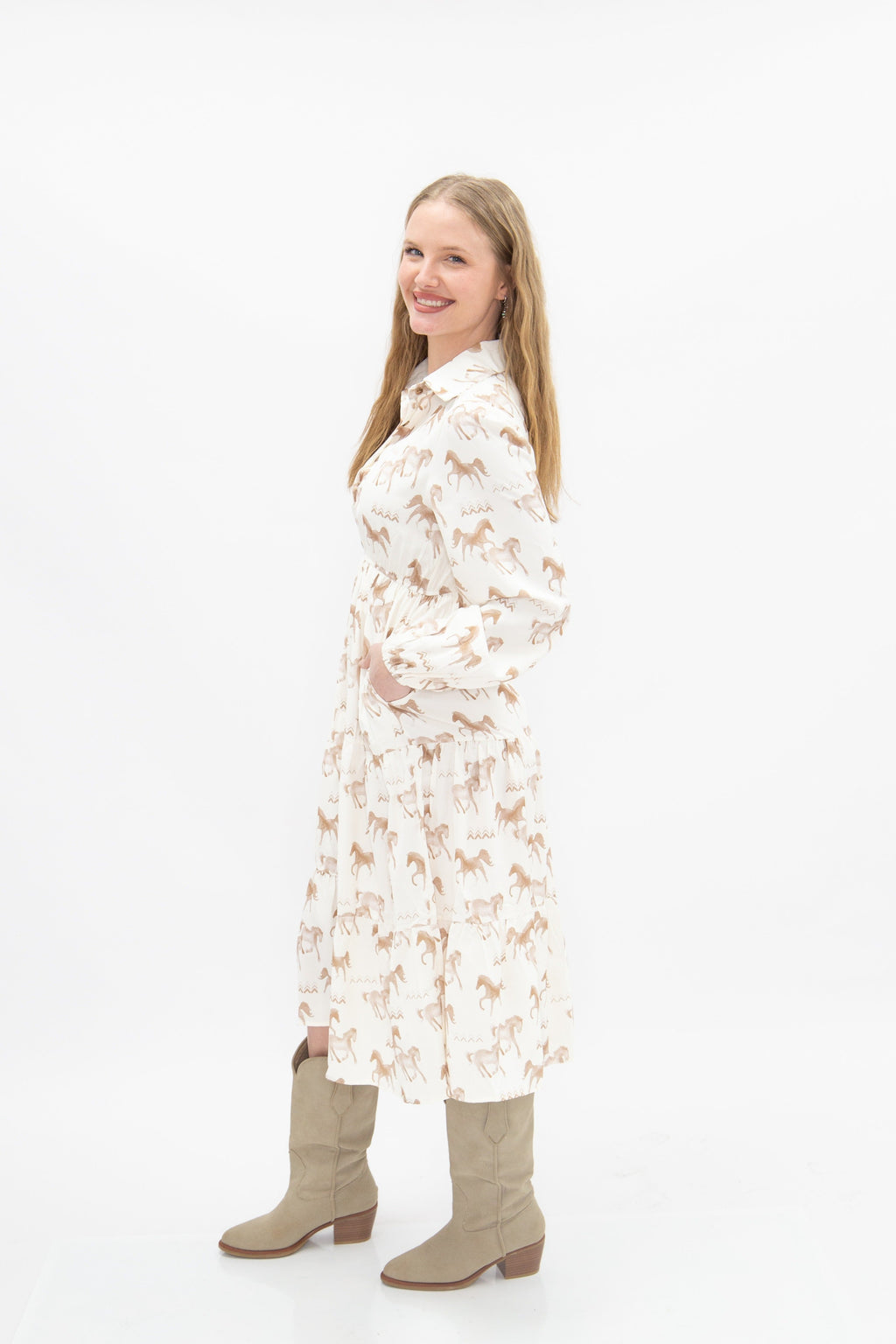 The Agnes Horse Print Shirt Dress
