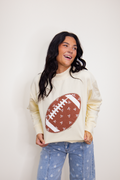The Maisie Football on Mock Neck Sweatshirt, Ivory