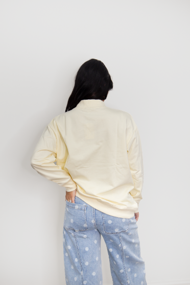 The Maisie Football on Mock Neck Sweatshirt, Ivory