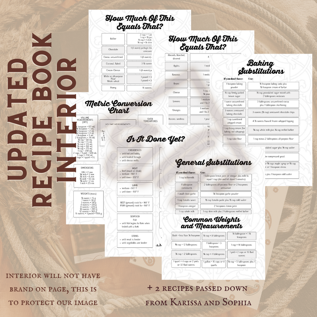 Recipe Book - Saddle Cover