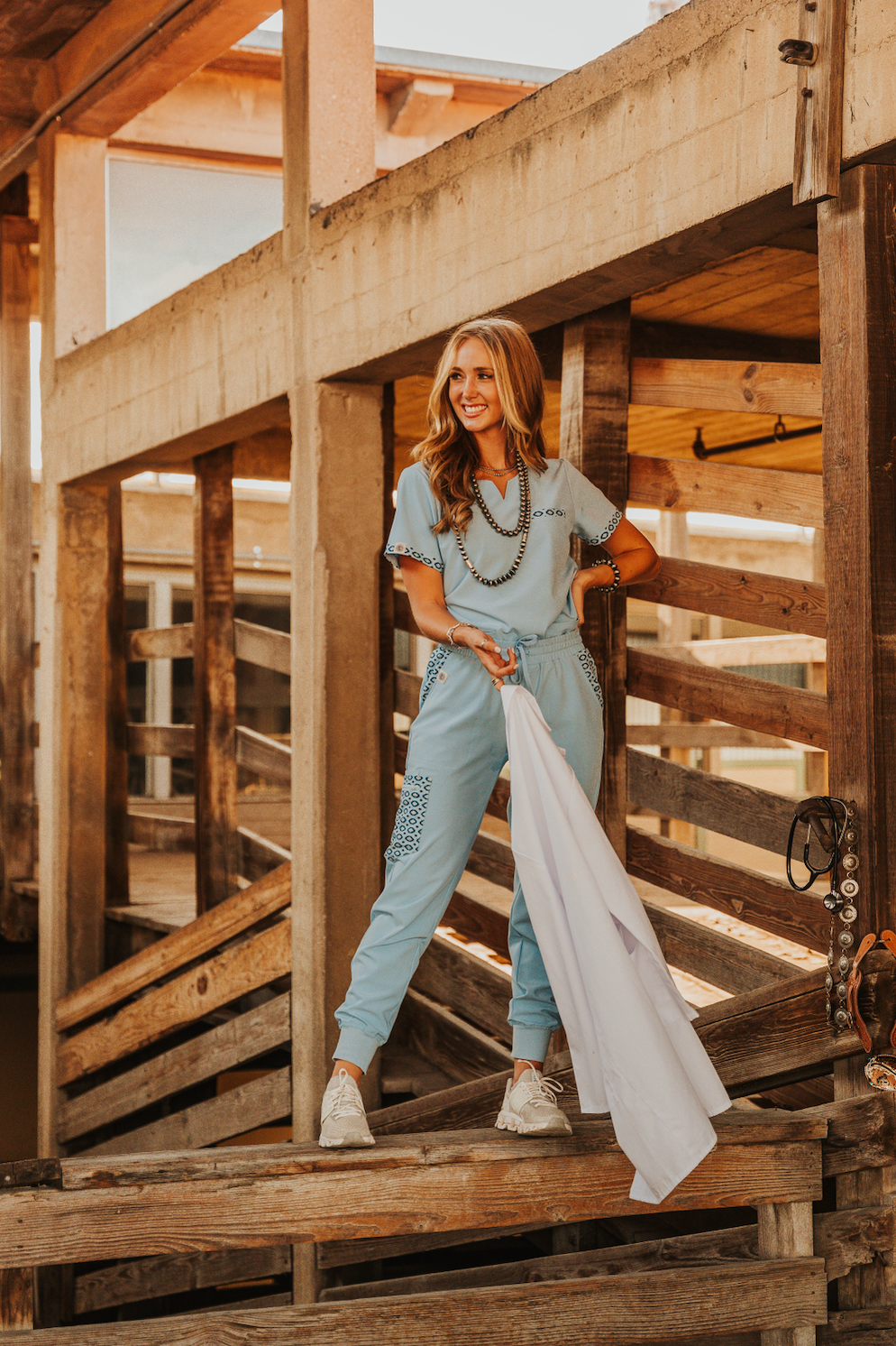 Cecil Blue Aztec Jogger Scrub Pants | Spurrin’ Scrubs