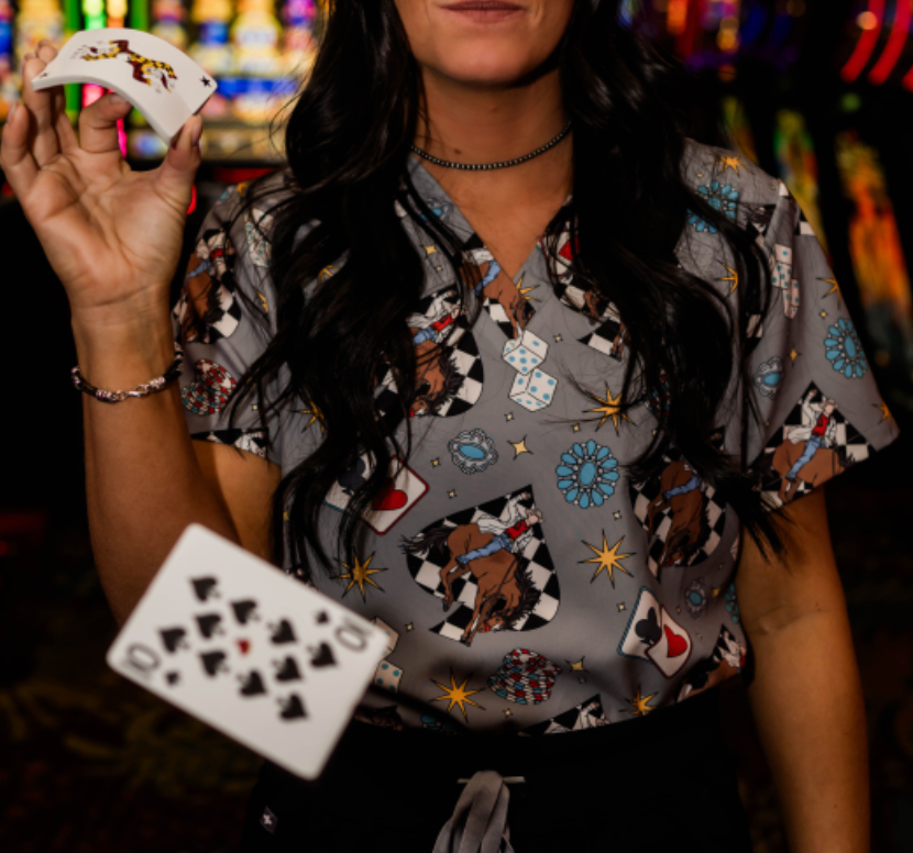 Vegas Cowboy Scrub Top | Spurrin’ Scrubs