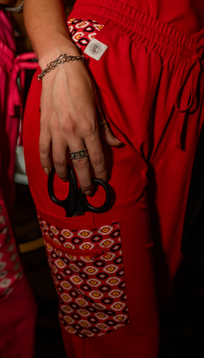 Red Aztec Jogger Scrub Pants | Spurrin’ Scrubs