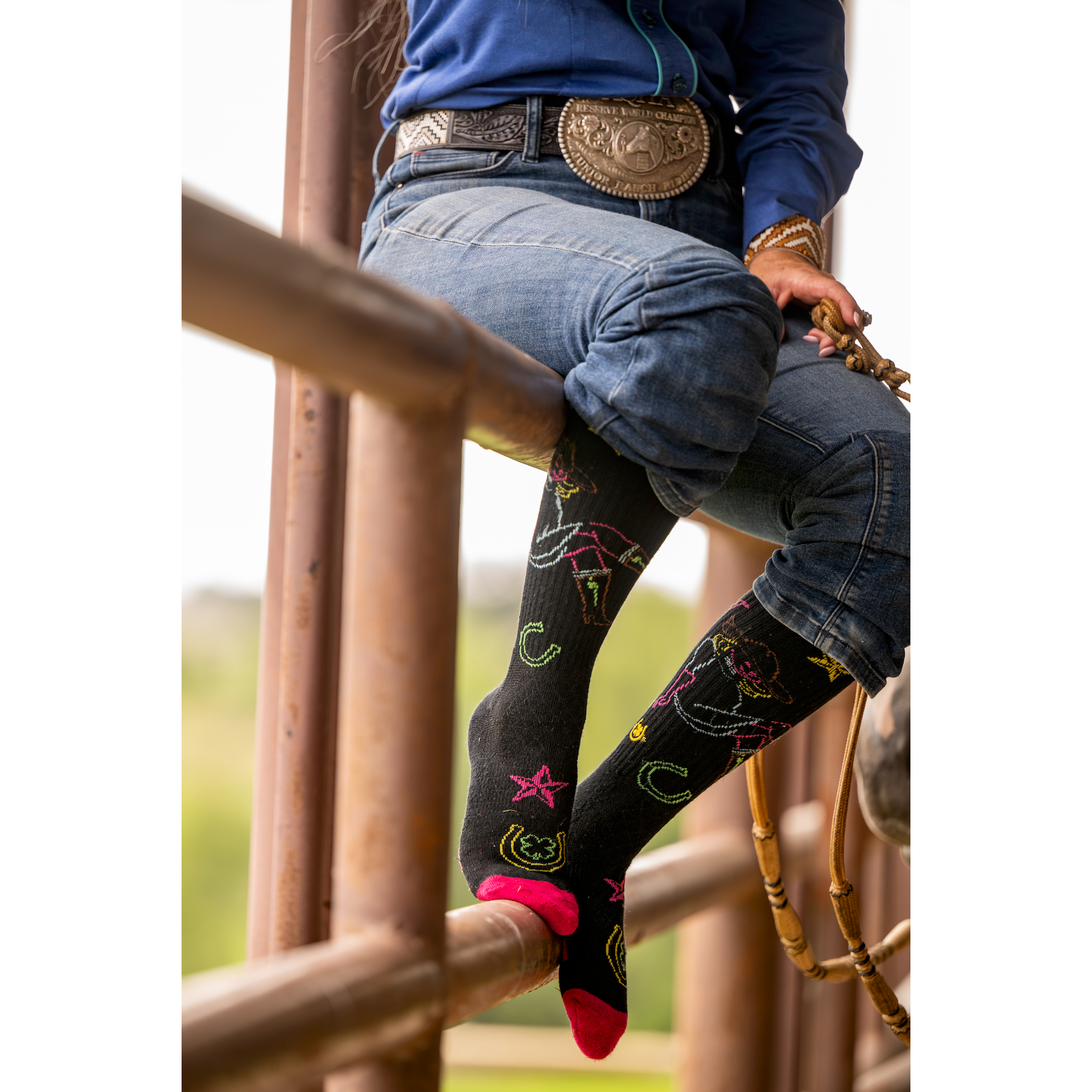 Neon Cowgirl Black Performance Socks