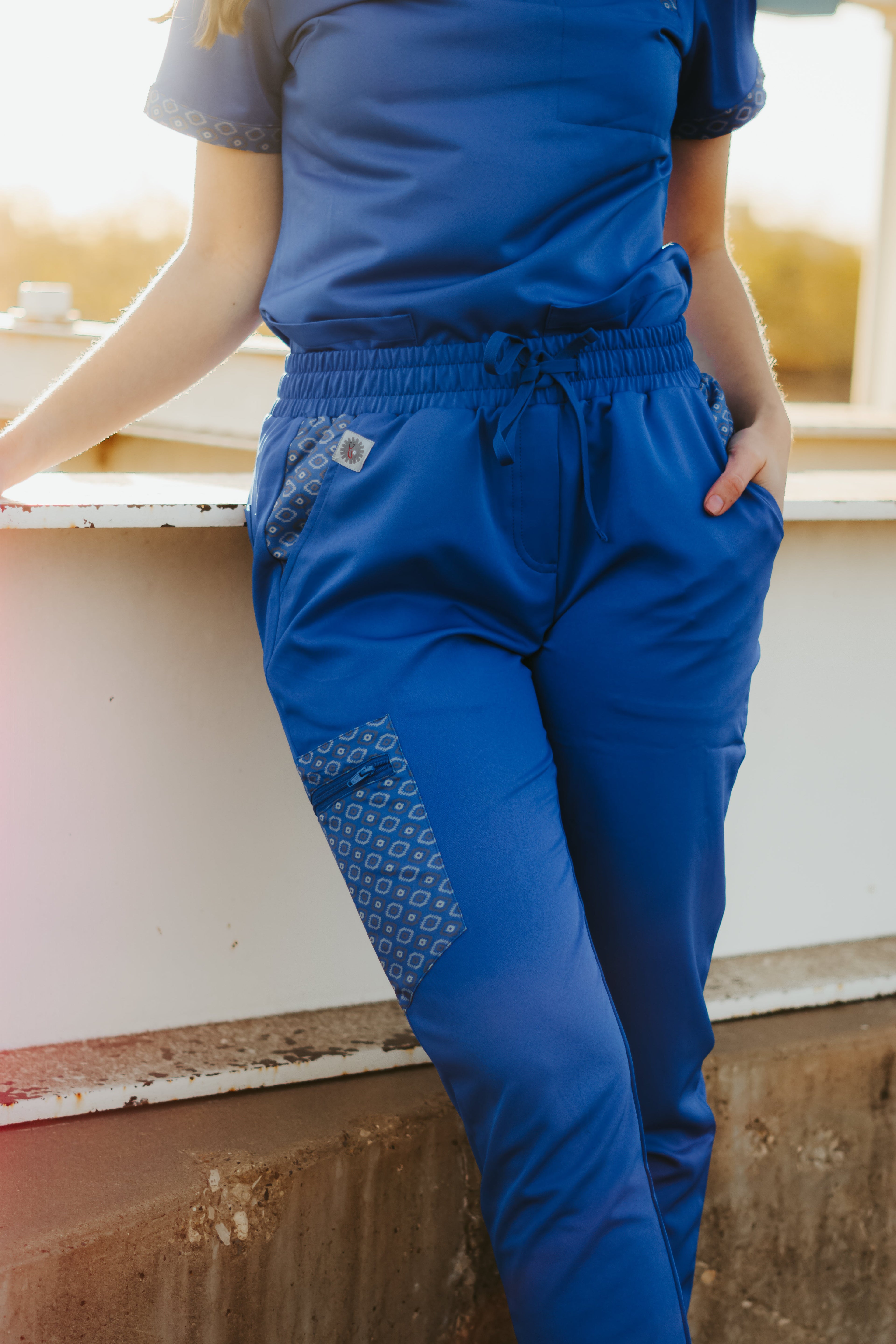 Royal Blue Aztec Scrub Pants | Spurrin’ Scrubs