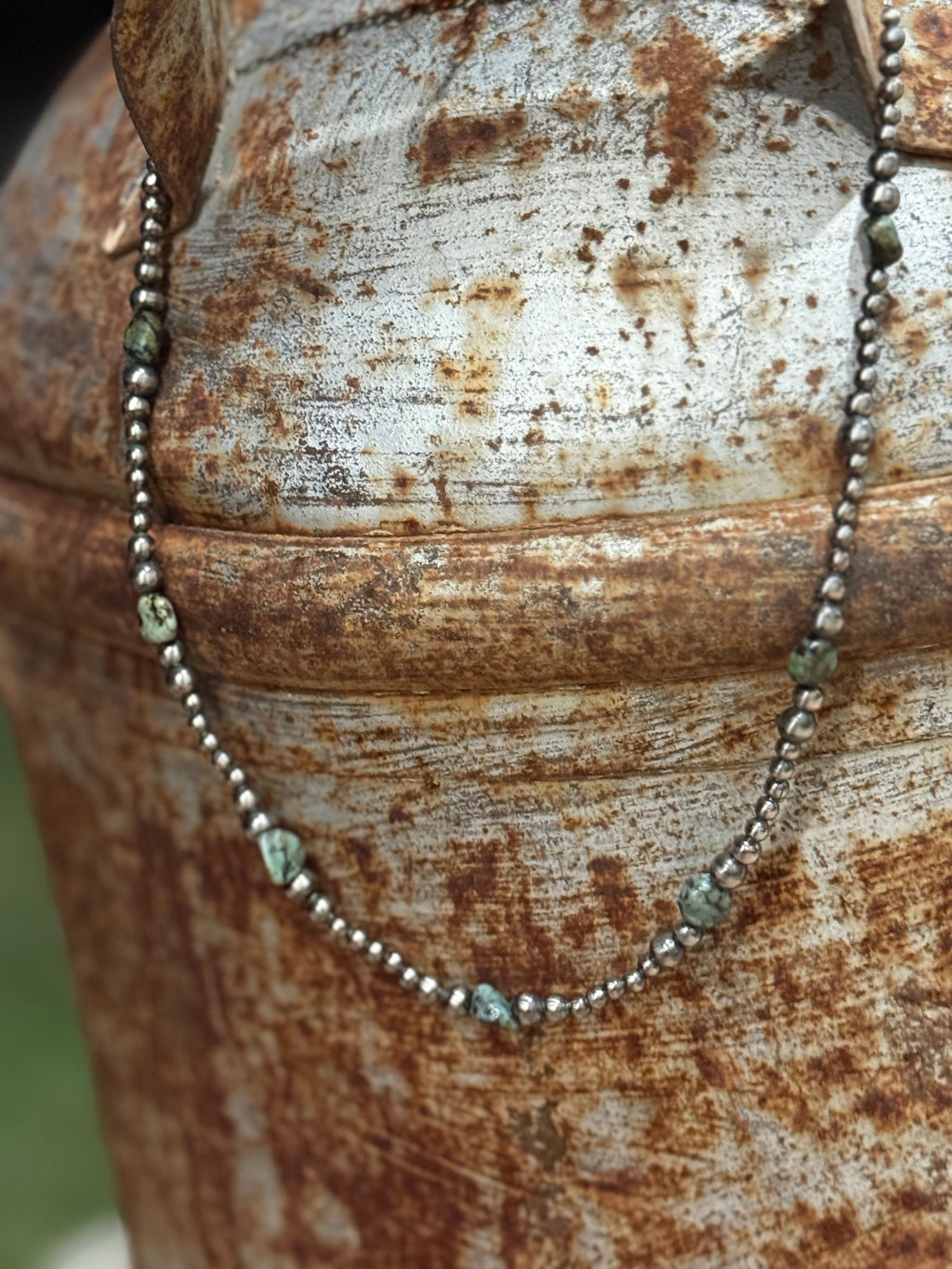 The Kimi Sterling Silver Turquoise Flat Bead Necklace
