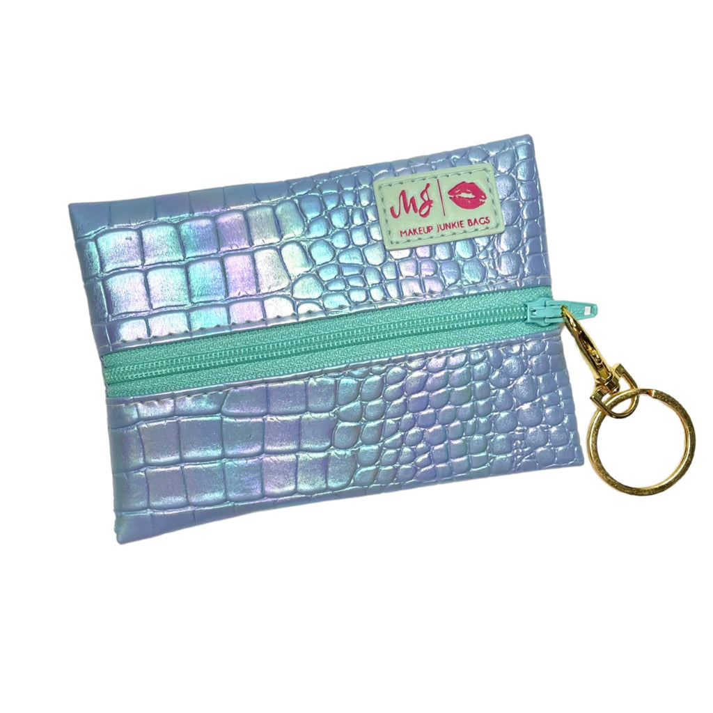 Makeup Junkie | Flat Lay Spill Resistant Bag : Iridescent Gator
