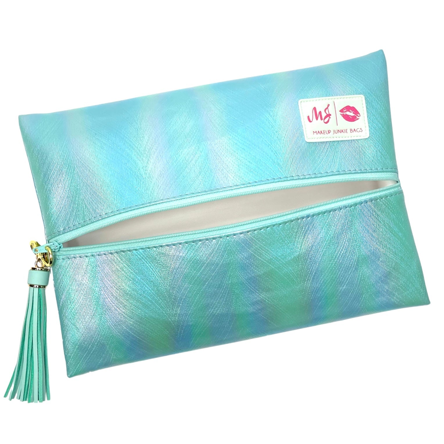 Makeup Junkie | Flat Lay Spill Resistant Bag : Venice Teal