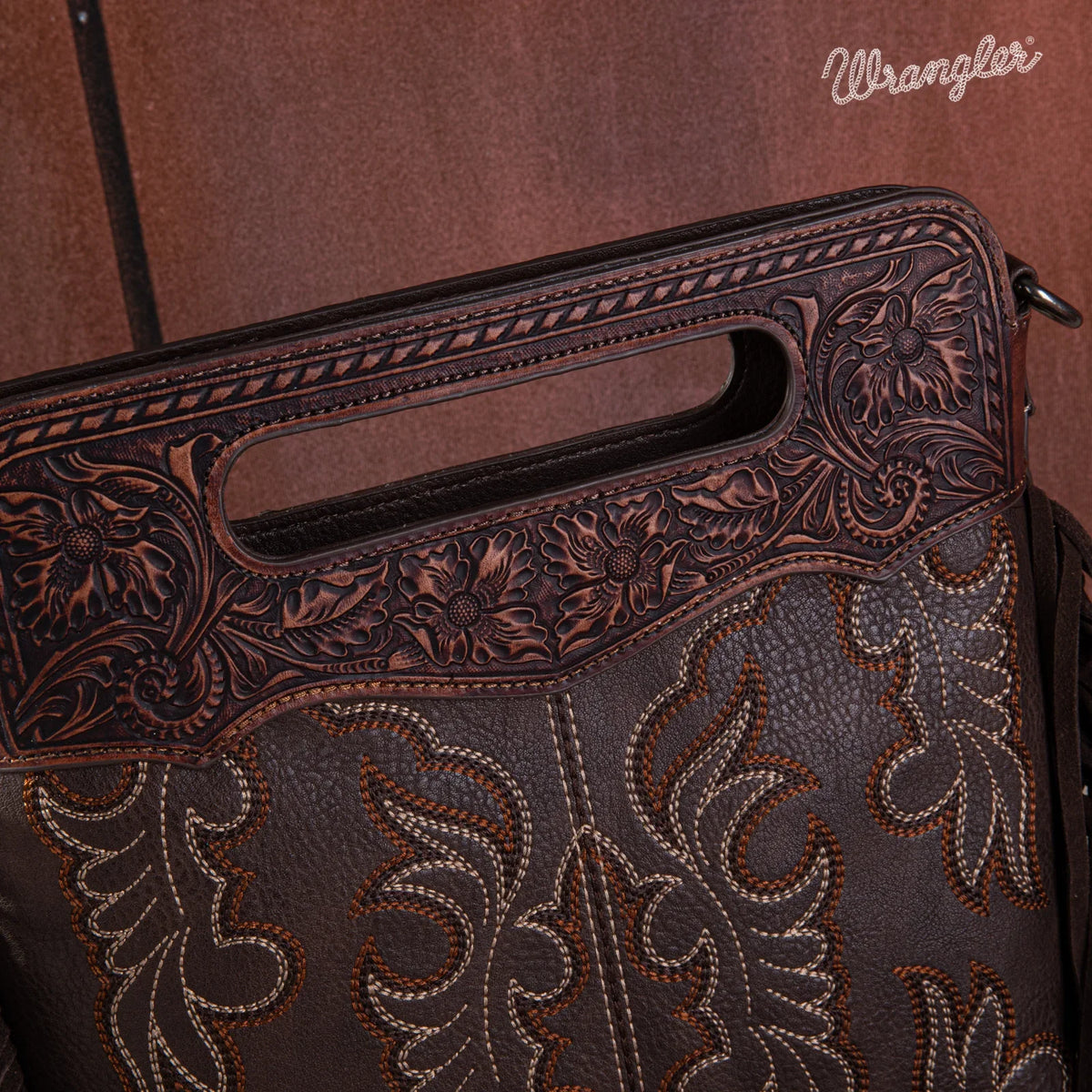 Wrangler Top Handle Embroidered Fringe Tote/Crossbody - Multiple Colors!