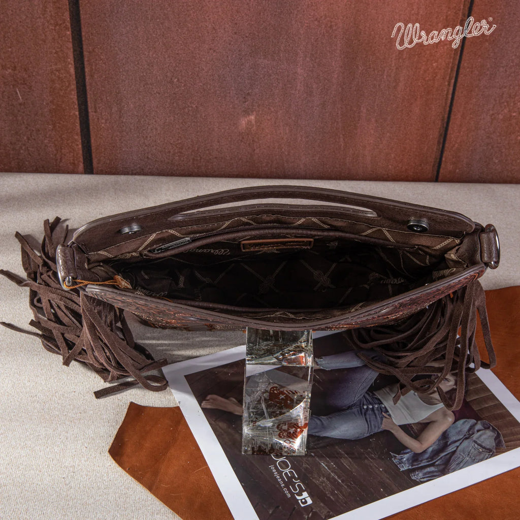 Wrangler Top Handle Embroidered Fringe Tote/Crossbody - Multiple Colors!