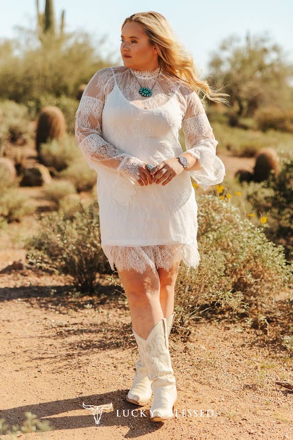 The Lacey IvoryMock Neck Mini Dress