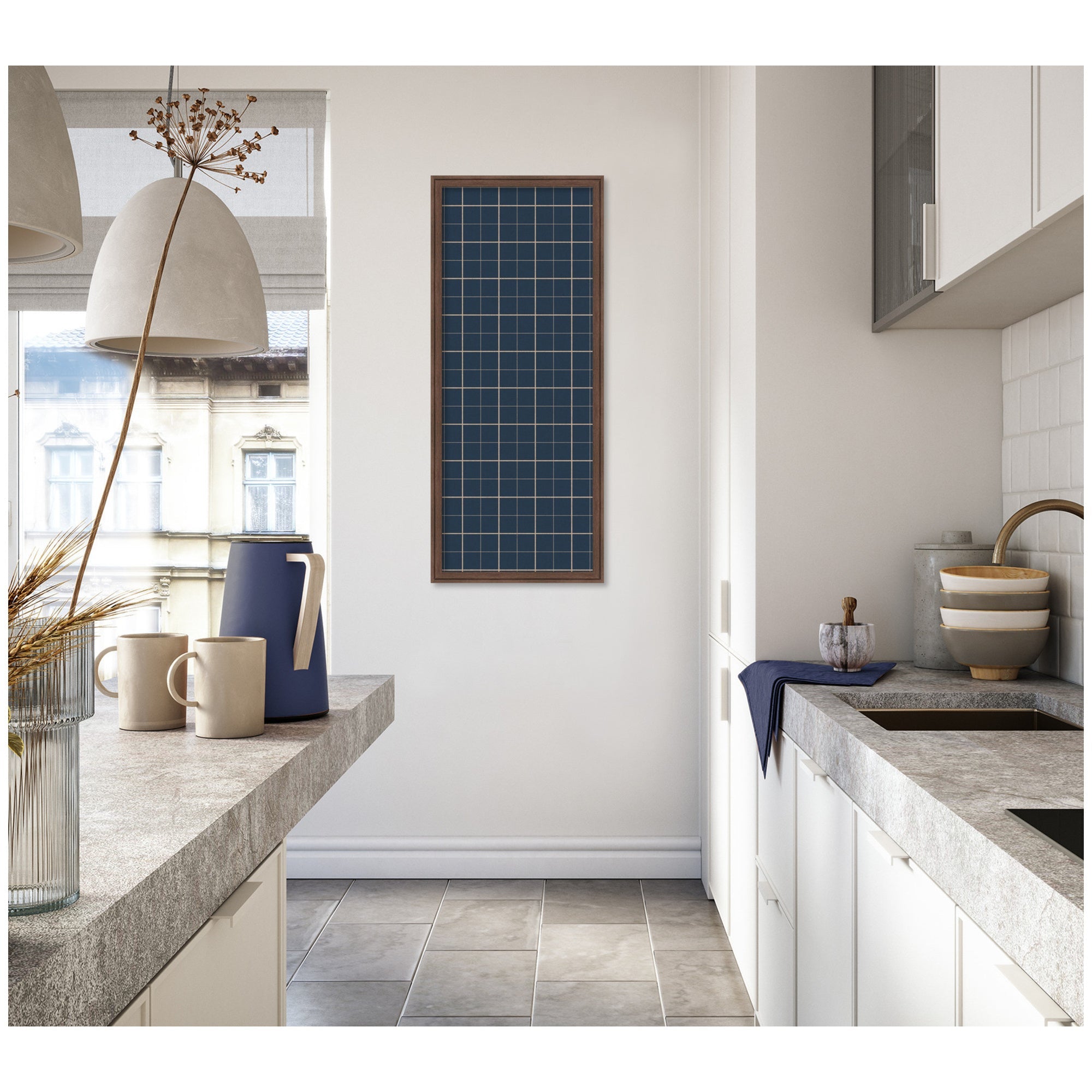 Framed Fabric Pinboard | Navy Blue Plaid - Multiple Sizes!