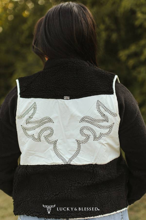 The Contrast Black Sherpa Western Vest
