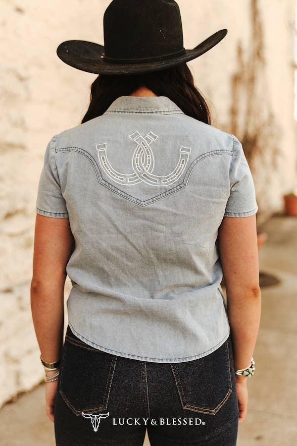 The Jolie Sunfaded Pearl Snap Top