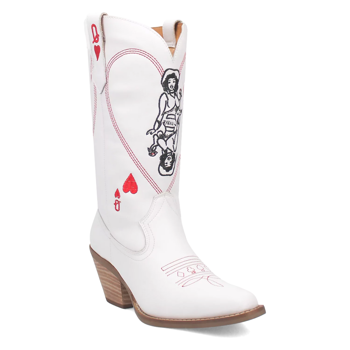 Dingo Queen A Hearts - Women's Leather Cowgirl Boots | Choose Black or White!