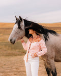 Crazy Consuela "Howdy Hanny Ditzy Daisy" Western Long Sleeve Pearl Snap Shirt — Floral Cotton/Poly Cowgirl Charm (Large available)