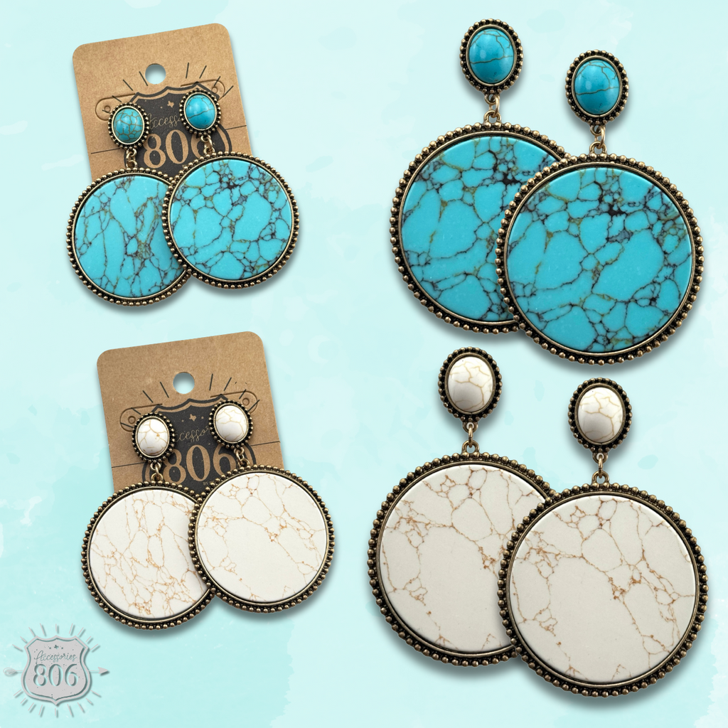 The Cedar Park Stone Disc Earrings - 2 Colors!