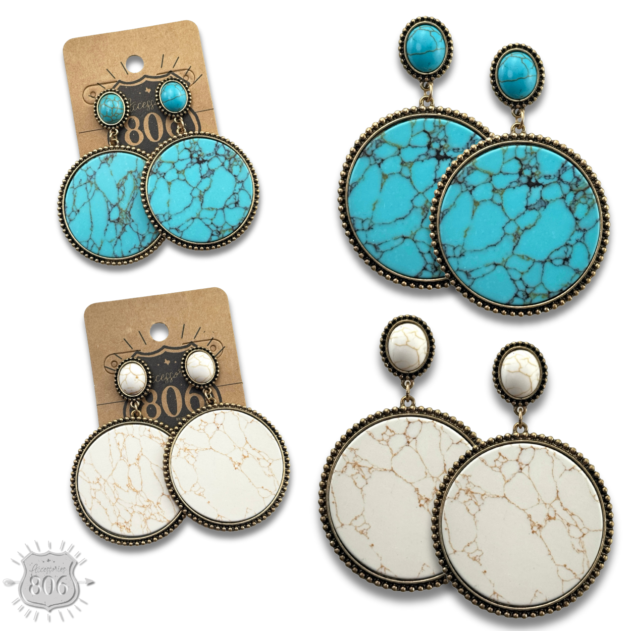 The Cedar Park Stone Disc Earrings - 2 Colors!
