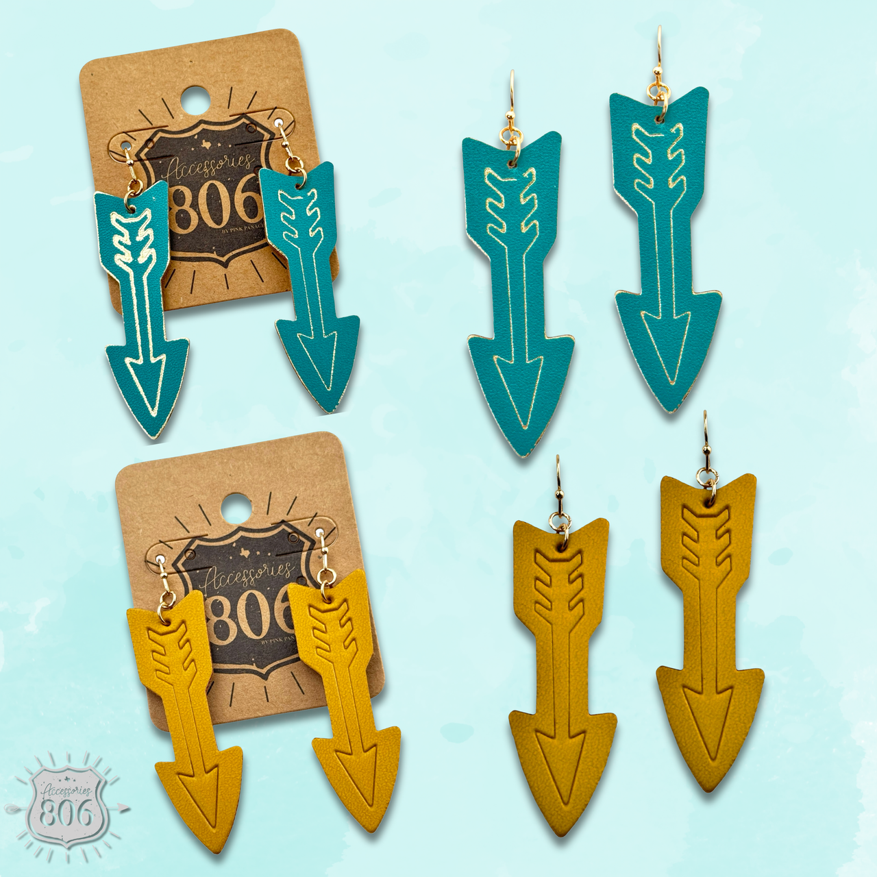 The Livingston Embossed Leather Arrow Earrings - 2 Colors!