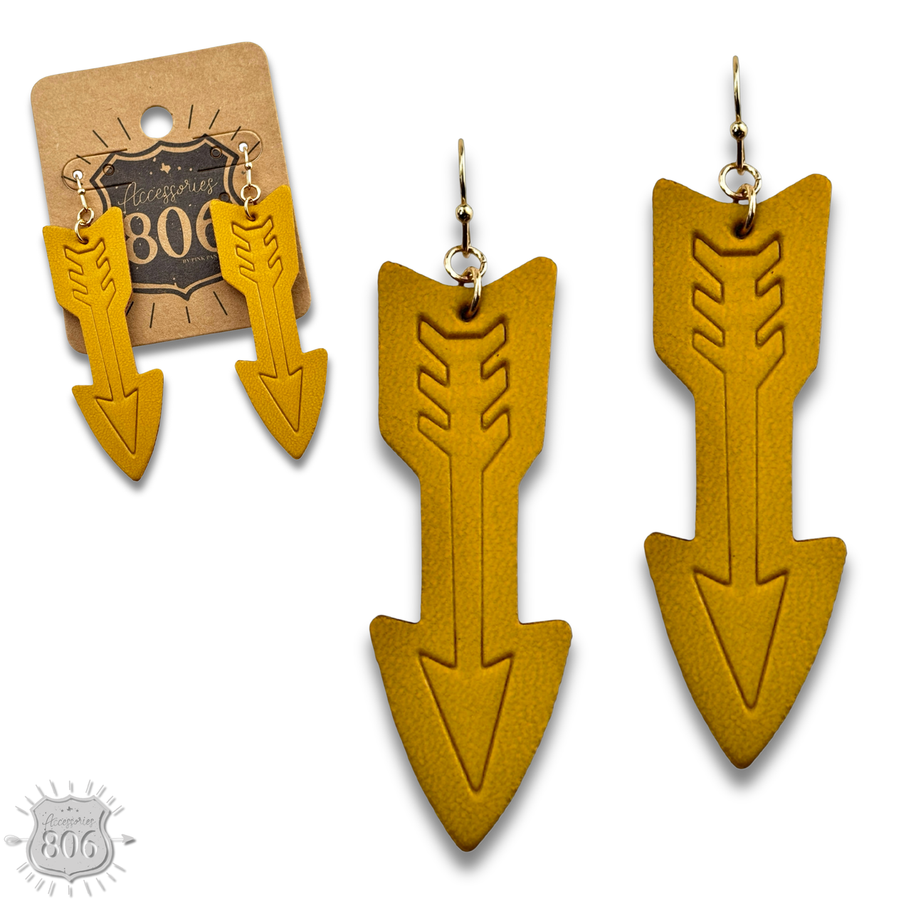 The Livingston Embossed Leather Arrow Earrings - 2 Colors!
