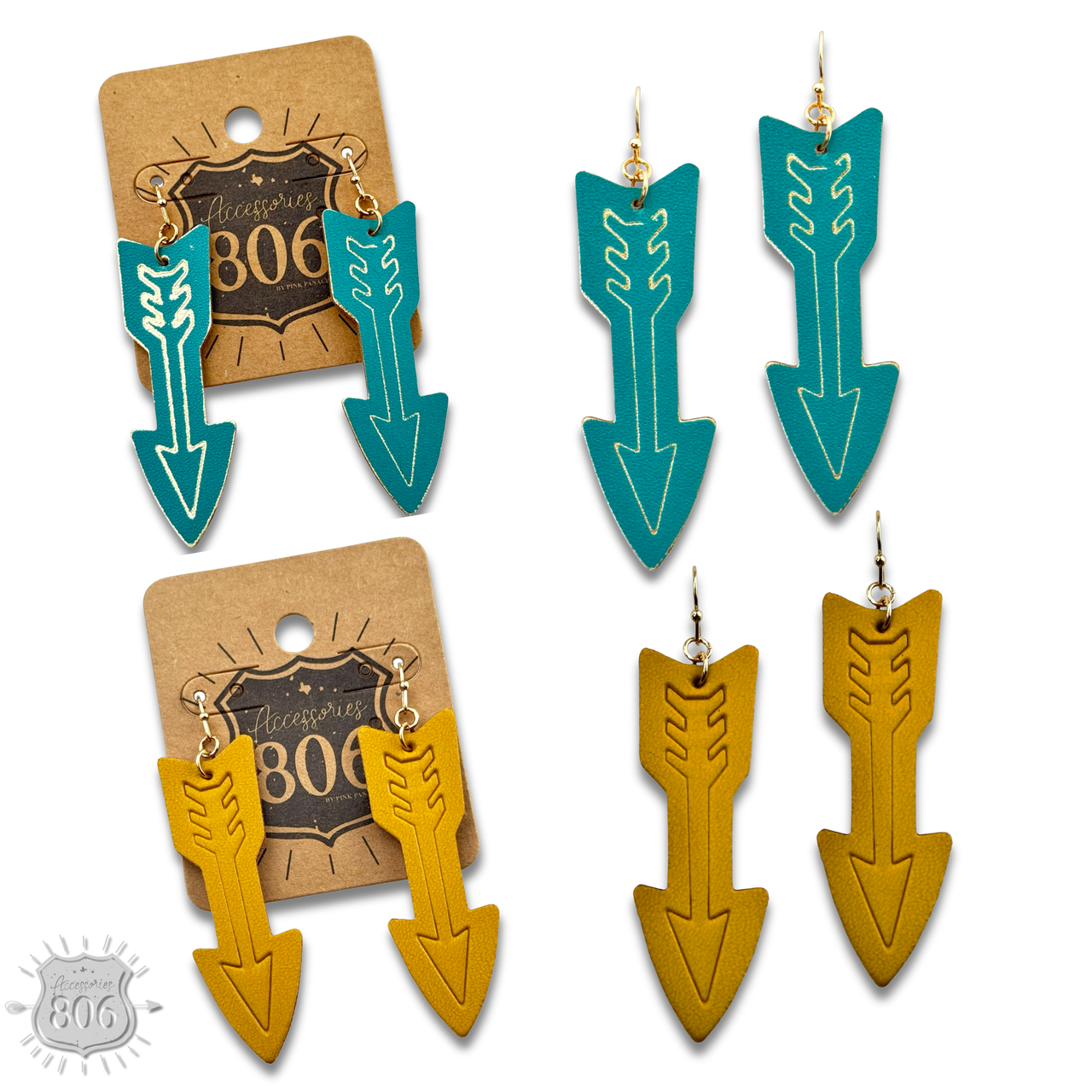 The Livingston Embossed Leather Arrow Earrings - 2 Colors!