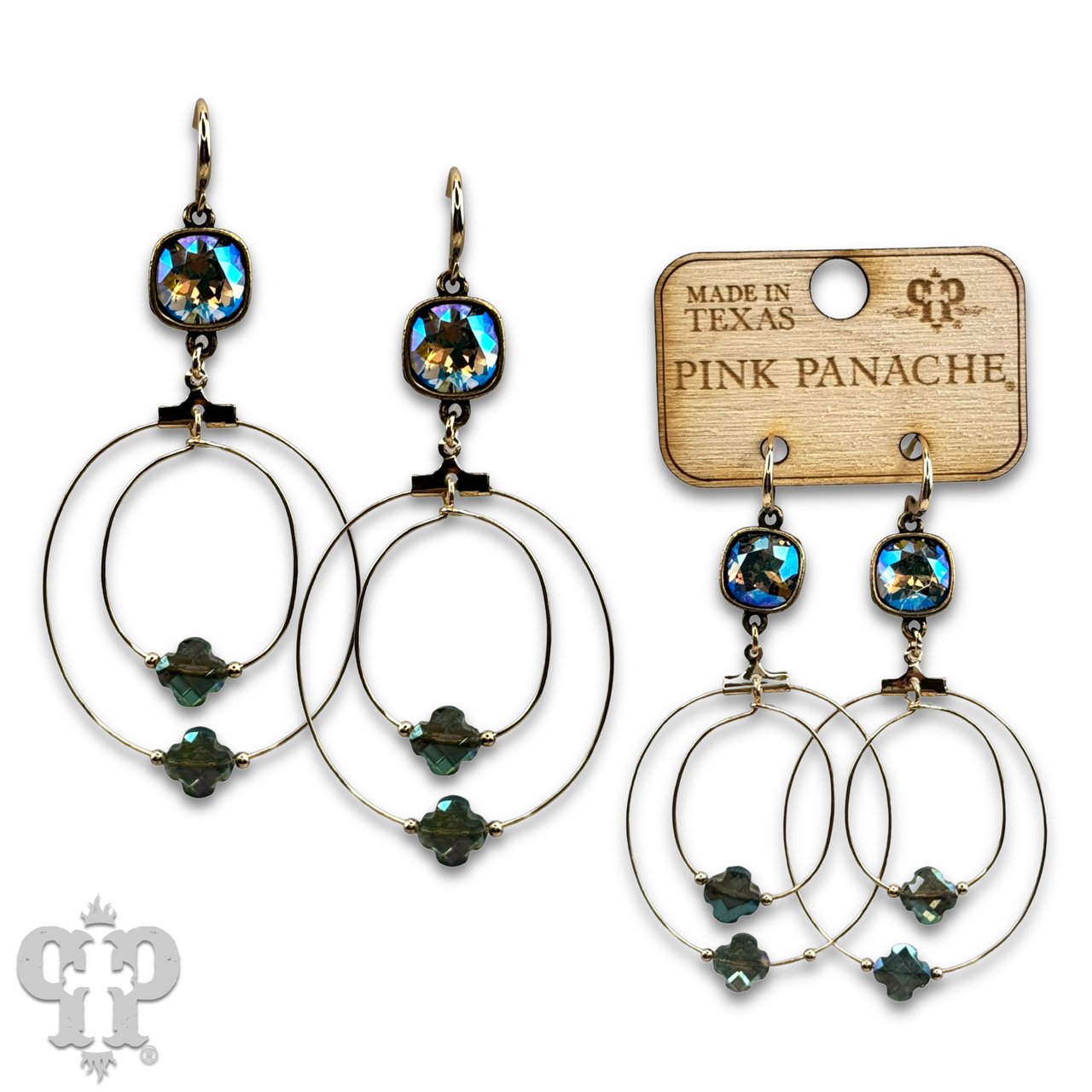 The Wheatland Double Circle Earring with Austrian Crystal - Pick your Color!