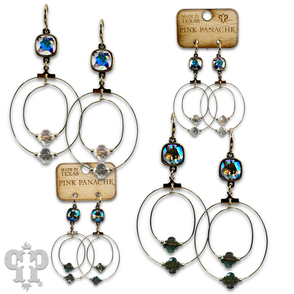 The Wheatland Double Circle Earring with Austrian Crystal - Pick your Color!