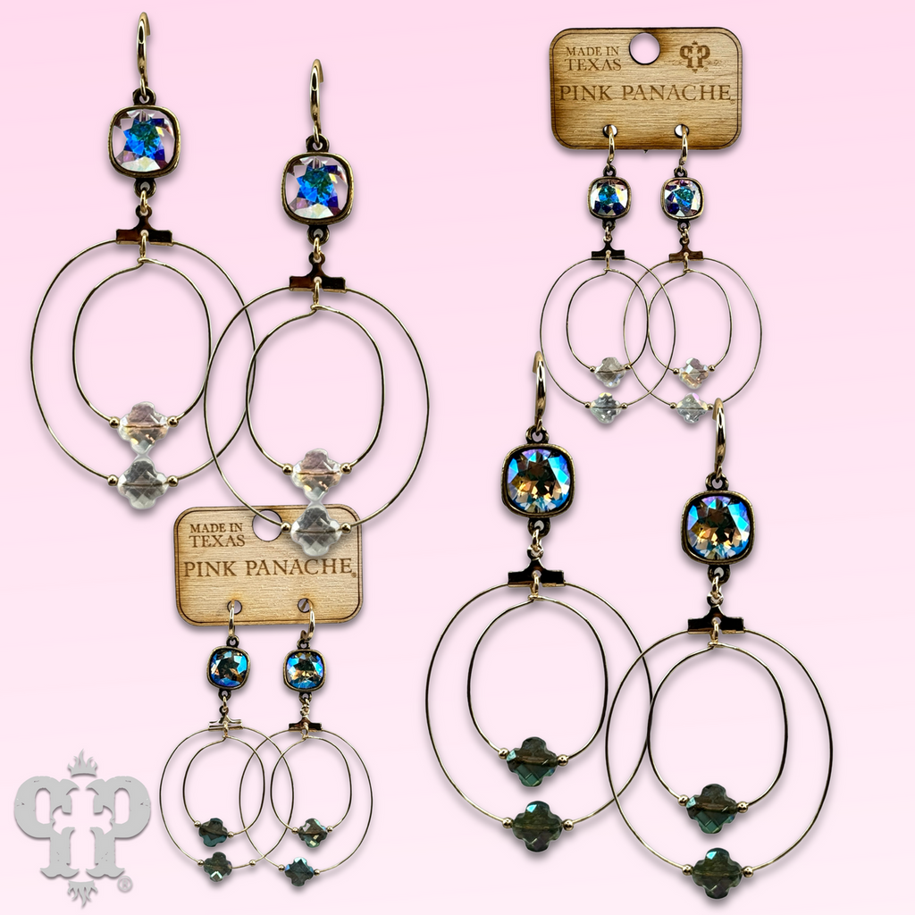 The Wheatland Double Circle Earring with Austrian Crystal - Pick your Color!