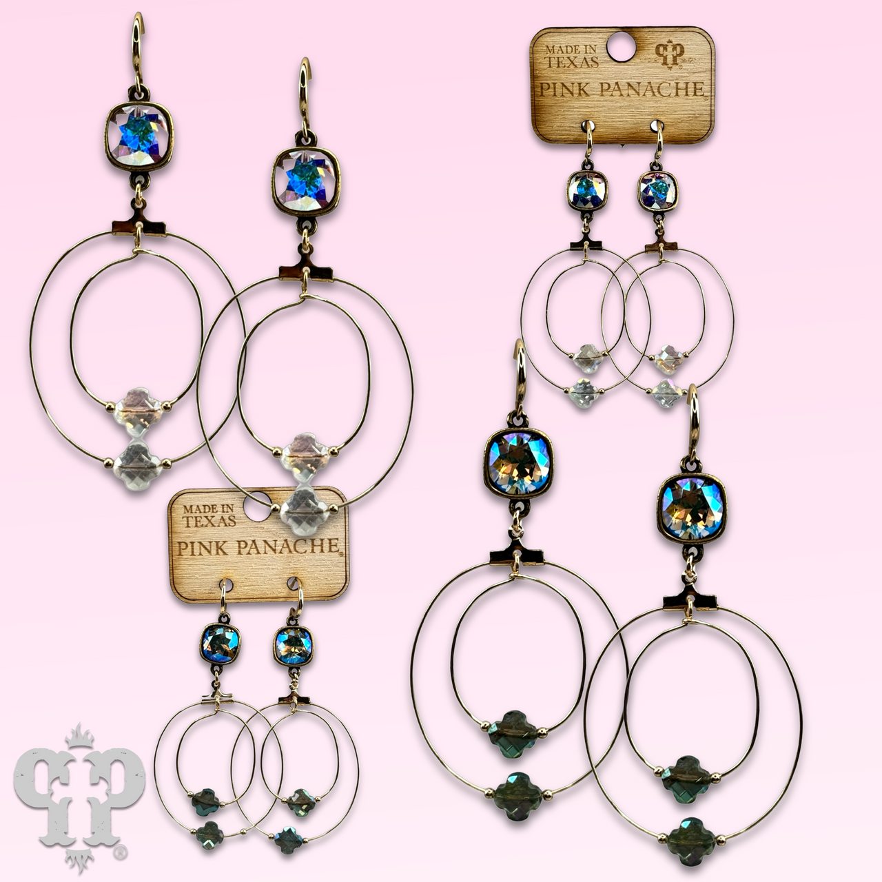 The Wheatland Double Circle Earring with Austrian Crystal - Pick your Color!