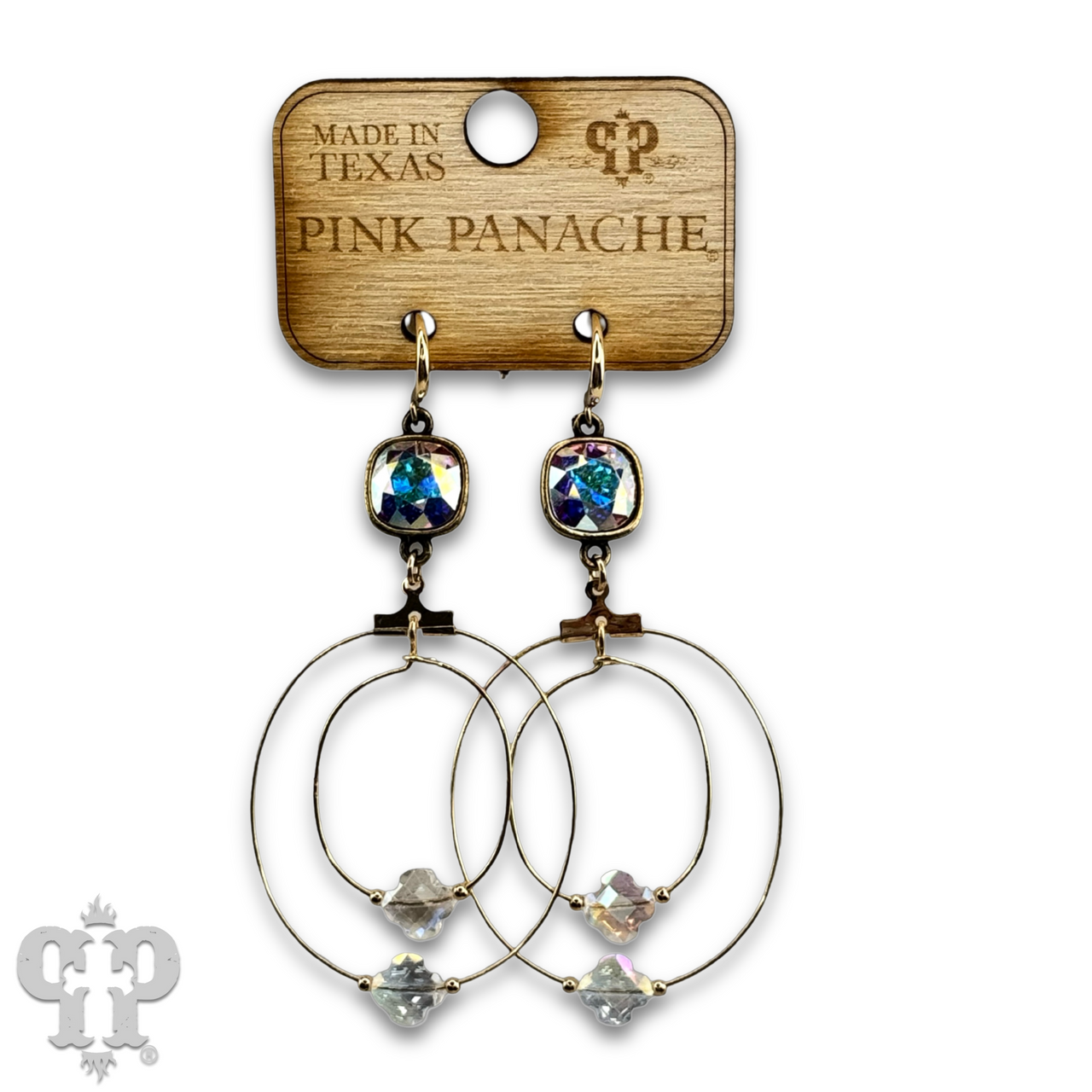 The Wheatland Double Circle Earring with Austrian Crystal - Pick your Color!