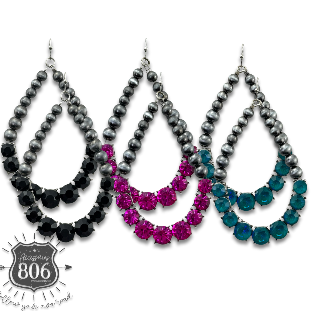 The Winona Rhinestone Teardrop Earrings - 4 Colors!