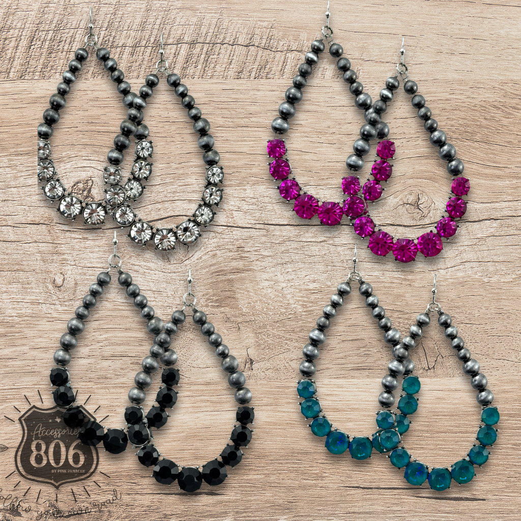 The Winona Rhinestone Teardrop Earrings - 4 Colors!