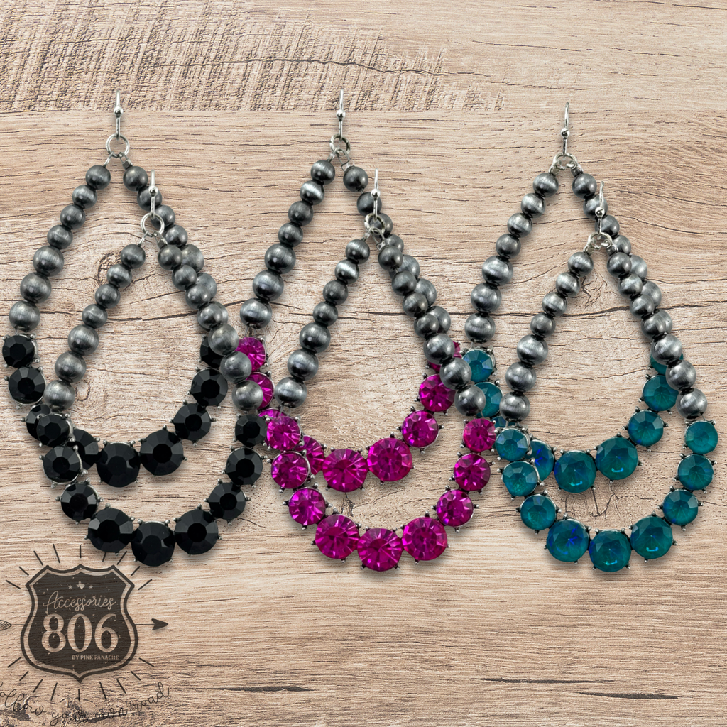 The Winona Rhinestone Teardrop Earrings - 4 Colors!